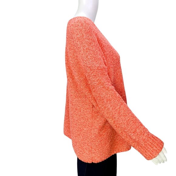J Jill | Pure Jill Womens Marled Knit Sweater Pink V Neck Oversized Size M - Picture 7 of 12